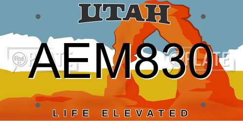 AEM830 Utah License Plate