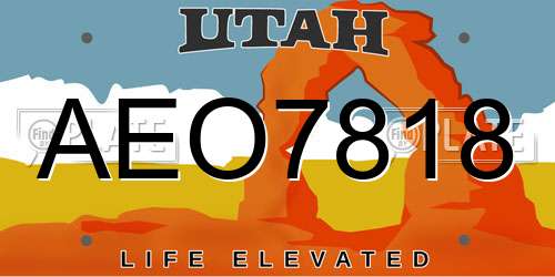 AEO7818 Utah License Plate