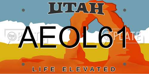 AEOL61 Utah License Plate