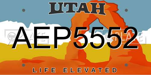 AEP5552 Utah License Plate