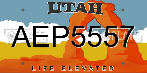 AEP5557 Utah License Plate