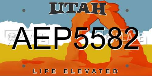 AEP5582 Utah License Plate