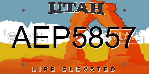 AEP5857 Utah License Plate