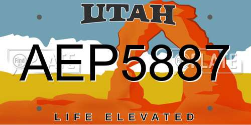 AEP5887 Utah License Plate