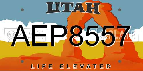 AEP8557 Utah License Plate