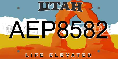 AEP8582 Utah License Plate