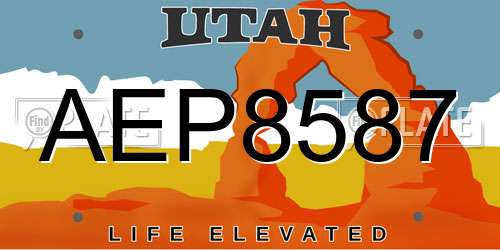 AEP8587 Utah License Plate