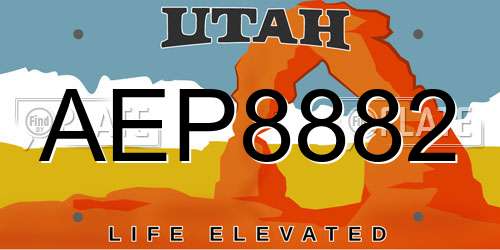 AEP8882 Utah License Plate