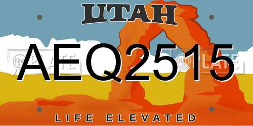 AEQ2515 Utah License Plate