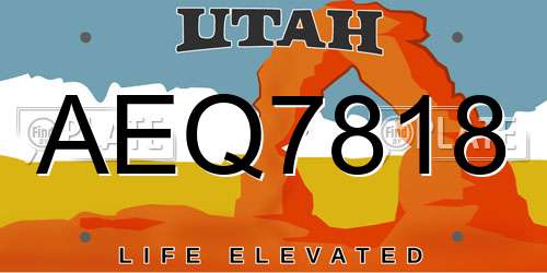AEQ7818 Utah License Plate