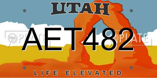 AET482 Utah License Plate