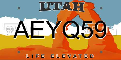 AEYQ59 Utah License Plate