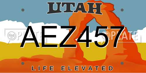 AEZ457 Utah License Plate
