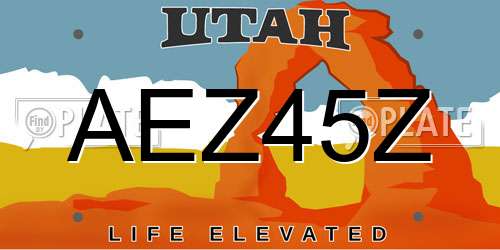 AEZ45Z Utah License Plate