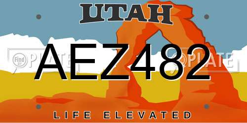 AEZ482 Utah License Plate