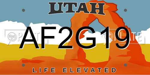 AF2G19 Utah License Plate
