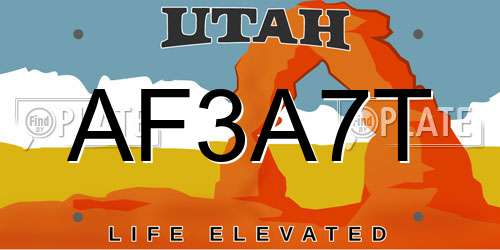 AF3A7T Utah License Plate