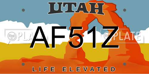 AF51Z Utah License Plate