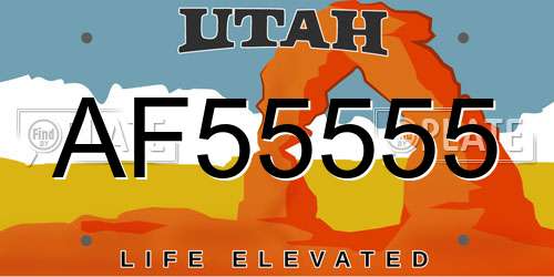 AF55555 Utah License Plate