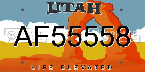 AF55558 Utah License Plate