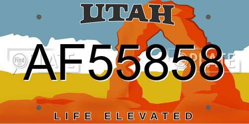 AF55858 Utah License Plate