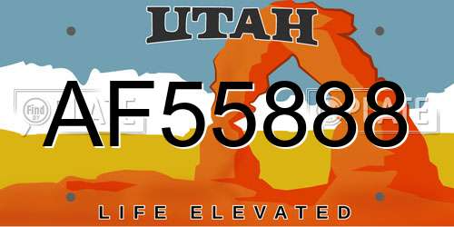 AF55888 Utah License Plate
