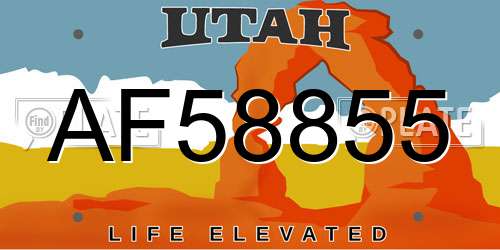 AF58855 Utah License Plate
