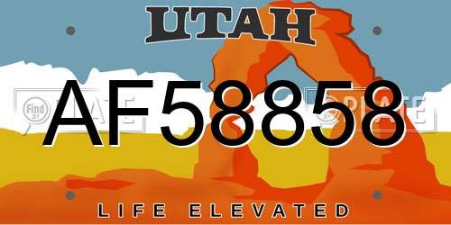 AF58858 Utah License Plate