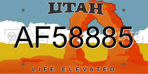 AF58885 Utah License Plate