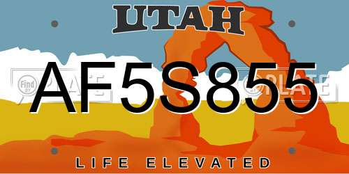 AF5S855 Utah License Plate