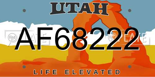 AF68222 Utah License Plate