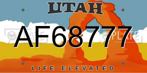 AF68777 Utah License Plate