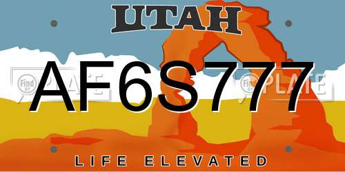 AF6S777 Utah License Plate