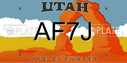 AF7J Utah License Plate