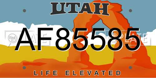 AF85585 Utah License Plate