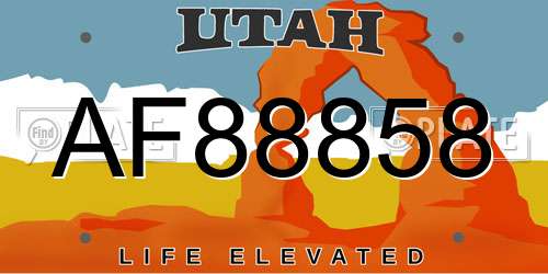 AF88858 Utah License Plate