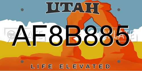 AF8B885 Utah License Plate