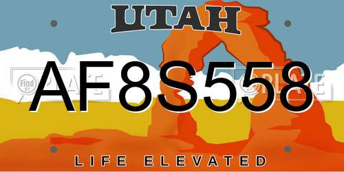AF8S558 Utah License Plate
