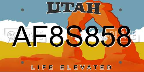 AF8S858 Utah License Plate