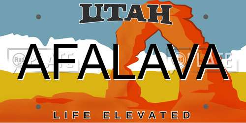 AFALAVA Utah License Plate