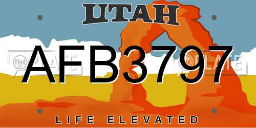 AFB3797 Utah License Plate