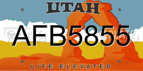 AFB5855 Utah License Plate