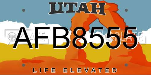 AFB8555 Utah License Plate