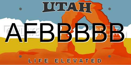 AFBBBBB Utah License Plate