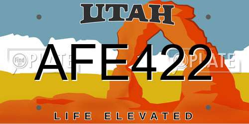 AFE422 Utah License Plate