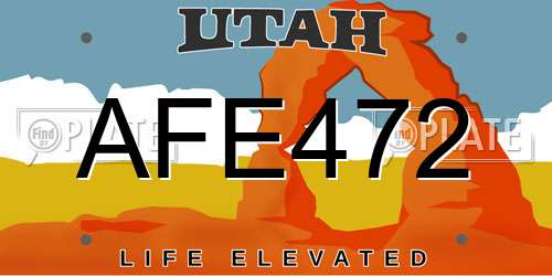 AFE472 Utah License Plate