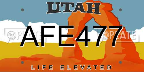 AFE477 Utah License Plate