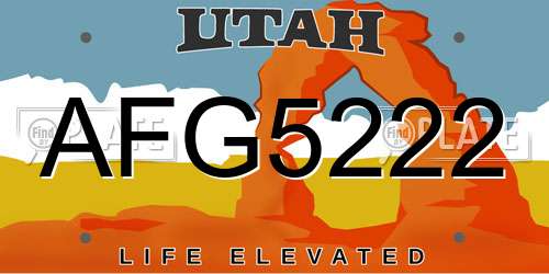 AFG5222 Utah License Plate