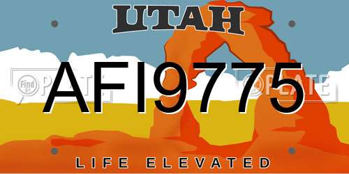 AFI9775 Utah License Plate