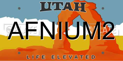 AFNIUM2 Utah License Plate